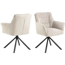 Ebuy24 Alonso Esszimmerstuhl Mit Armlehnen Stoff beige. 2er Set