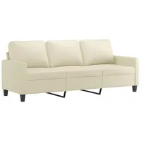 vidaXL Sofa 3-Sitzer-Sofa Creme 180 cm Kunstleder 198 cm x 80 cm x 77 cmvidaXL