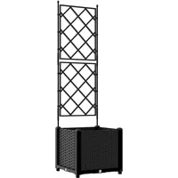 VidaXL Gartenpflanzer mit Gitter Schwarz 40 x 40 x