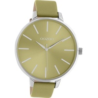 OOZOO Quarzuhr Oozoo Damen Armbanduhr Timepieces, (Analoguhr), Damenuhr Lederarmband ockergelb, rundes Gehäuse, extra groß (ca. 48mm) gelb