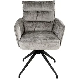 Home4You Polsterstühle 2er Set, Grau Schwarz Webstoff - Metallgestell - drehbar - 2er Set