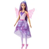 Mattel Barbie-Puppe Fantasie-Modeset mit Accessoires inklusive Meerjungfrauen-Schwanzflosse, Feenflügeln und Ketten