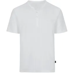 T-Shirt TRIGEMA "TRIGEMA T-Shirt mit Knopfleiste DELUXE Baumwolle", Damen, Gr. XL, weiß, 100% Baumwolle, klassisch, Kurzarm, Shirts