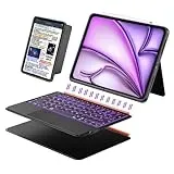 DANCESOUL Tastatur Hülle für iPad Air 13 Zoll (M4/M3/M2, 2026/2025/2024), Pro 12.9 6/5/4/3 Gen, Abnehmbare Tastatur mit Trackpad, Federnde Beleuchtete Tasten, Schlanke iPad HüLle mit StäNder (Schwarz)