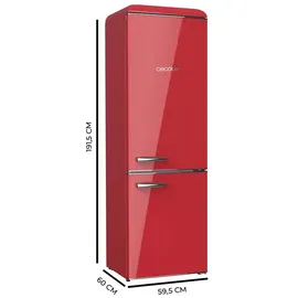 Cecotec Bolero CoolMarket Combi Origin 300 Retro-Kühl-Gefrierkombination (300 l, 1915 mm hoch, Rot)