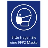 5 Aufkleber Bitte FFP2 Maske tragen Hinweis Schild zur Corona Maskenpflicht (FFP 2 Maske)