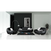 JVmoebel Sofa Ledersofa Couch Sofagarnitur 3+2 Sitzer Design Modern schwarz