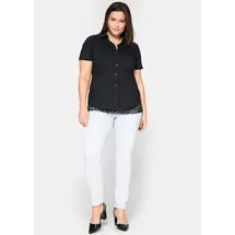 sheego Klassische Bluse Hemdbluse Kurzarm Schwarz 50