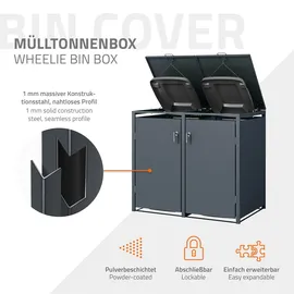 ML-Design Mülltonnenbox 2er 132 x 80 x 116,3 cm grau