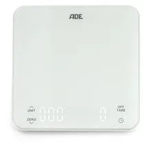 ADE Digitale Küchenwaage mit Akku - Aufladung per USB ohne Batterie | präzise Kaffeewaage mit integriertem Timer | bis 5 kg / 1 g