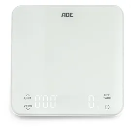 ADE Digitale Küchenwaage mit Akku - Aufladung per USB ohne Batterie | präzise Kaffeewaage mit integriertem Timer | bis 5 kg / 1 g