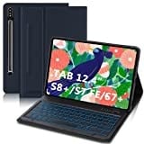 IVEOPPE Samsung Tab S7 Fe Hülle mit Tastatur, Tastatur Hülle für Samsung Galaxy Tab S7 FE/S7+/S8+/S7 Plus/S8 Plus 12.4'', Beleuchtete Deutsches QWERTZ Kabellose Bluetooth Tastatur mit Schutzhülle