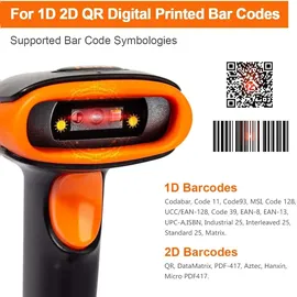 Tera Barcode-Scanner 1D 2D QR 3 in 1 Wireless 2.4 GHz/Bluetooth/USB Wired mit Ständer/Halterung, HW0001