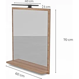 hajduk furniture Sonoma Badspiegel 70 x 60 cm Beige/Schwarz