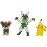 Pokémon First Partner Battle Figure Set Figuren 3er-Pack Leufeo, Pikachu, Feliospa,