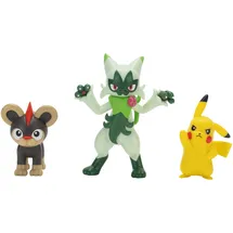 Pokémon First Partner Battle Figure Set Figuren 3er-Pack Leufeo, Pikachu, Feliospa,