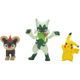 Pokémon First Partner Battle Figure Set Figuren 3er-Pack Leufeo, Pikachu, Feliospa,