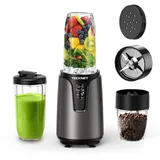 TECKNET 1000W Smoothie Maker, Smoothie Mixer mit 2 BPA-freie Becher (500ml&150ml), Standmixer Klein mit Kreuzklingen aus Edelstahl 304, Smoothie Maker to go für Milchshakes & Smoothie & Babynahrung