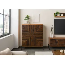 MASSIVMOEBEL24.DE Highboard 112 x 40 x 137 cm Beige