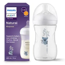 Philips AVENT Babyflasche Natural Response – Babyflasche, 260 ml, BPA-frei, für Babys ab 1 Monat, Koalamotiv (Modell SCY903/67)