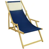 Erst-Holz Gartenliege blau Liegestuhl Kissen Sonnenliege Relaxliege Strandstuhl Deckchair Buche 10-307NKH