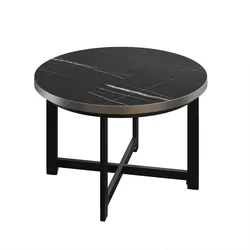 BO | Bistro Tisch | Ø60xH52cm | 25mm | Edelstahl Rand | Schwarz Marmor/ Schwarz