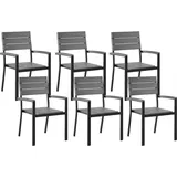 Beliani Gartenstuhl 6er Set mit Armlehnen Aluminium Kunstholz Grau Modern Como