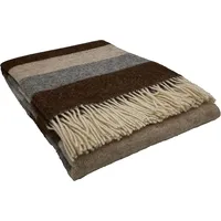 fair de luxe Wolldecke Plaid 100 x 150 cm Braun/Grau/Creme