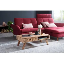 KADIMA DESIGN Couchtisch REWA 95x35x50cm Massivholz Sofatisch, Design | Gr.: onesize
