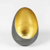 Lambert Casati Windlicht, - naturgrau-gold - Ø 13,5 cm - Höhe 20 cm