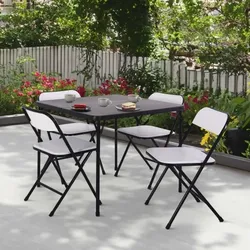 Outdoortisch, klappbar, 4 Stühle, faltbar, Stühle 110 kg belastbar, leicht &  flexibel, Garten, Outdoor & Events, Weiß/Schwarz - Raburg Jonas