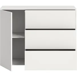 INOSIGN Sideboard INOSIGN "Zolder, Breite 105 cm, push-to-open, 1 Tür, 3 Schubkästen", weiß (weiß melamin), B:105cm H:80cm T:37cm, FSC-zertifizierter Holzwerkstoff, Sideboards, Sideboard, Anrichte, Kommode, Schrank