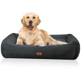 Knuffelwuff orthopädisches Hundebett Matteo mit Memory-Foam Schaumstoffflocken aus kuschligem Teddy Material XXL 120cm x 100cm Schwarz
