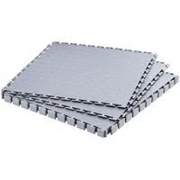 Vevor PVC Garagenboden, 8er-Pack 513x513x5 mm, Werkstattboden, Industrieboden, Klick Verlegung, rutschfeste PVC-Matten mit Diamantplatte für Werkstatt, Lager, Werkzeugraum, Hellgrau