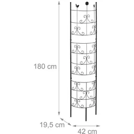 Relaxdays Rankgitter halbrund 42 x 180 x 19,5 cm Schwarz