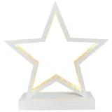 CASARIA LED Weihnachtsstern Weiß kabellos batteriebetrieben Holz Stern Weihnachten Adventsstern Leuchtstern LED-Stern