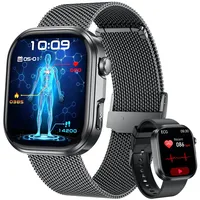 Smartwatch Damen mit EKG HRV Blutdruck Blutzucker: Smart Watch ECG Gesundheitsuhr 1,88" Eckig Edelstahlarmband Armbanduhr Herzfrequenz Wasserdicht Schrittzähler Telefonfunktion Fitness