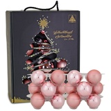 RIFFELMACHER & WEINBERGER Weihnachtsbaumkugel Weihnachtsdeko, Christbaumschmuck, Christbaumkugeln Glas Set 24 St.), rosa