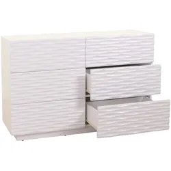 Mendler Kommode HWC-M52, Schrank Sideboard, 3D-Design Schubladen Push-to-open, 81x120x42cm Hochglanz weiß