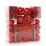Heitmann-Deco HEITMANN DECO Weihnachtsbaumschmuck - rot, Kunststoff Set mit 45 Teilen