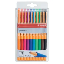 Tintenroller - STABILO pointVisco - 10er Pack - mit 10 verschiedenen Farben