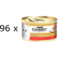 (€ 8,45/kg) Purina Gourmet Gold Feine Pastete Rind Katzenfutter Mousse 96x 85 g