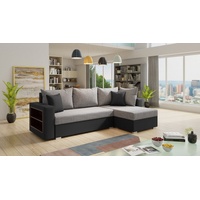 Sofnet Ecksofa Lord, mit Schlaffunktion und Bettkasten, L-Form Couch, Schlafsofa mit Regal grau