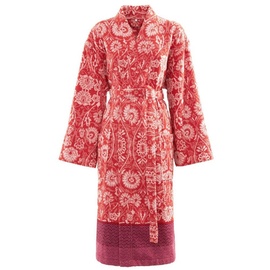 BASSETTI Damenbademantel MIRA, knieumspielend, Baumwolle, Schnürverschluss, aus weichem Baumwolle-Jacquard rot
