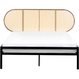 Beliani Bett mit Lattenrost 140x200 cm Wiener-Geflecht Kopfteil Boulin