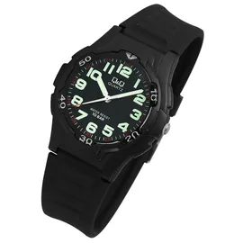 Q&Q Herrenuhr mit Silikonarmband, 10 bar - Schwarz/Schwarz
