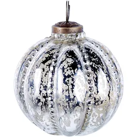 Beliani Weihnachtskugel 6er Set Glas Silber