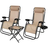 ML-Design 3-Teiliges Sonnenliege Set Klappbar Gartenliege mit Tisch Taupe