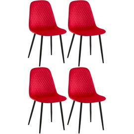 Clp 4er Set Stühle Giverny Samt rot