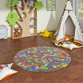 Snapstyle Kinder Straßenteppich 3D Big City Rund